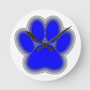 Hundepuppe in blau mit Konturen Runde Wanduhr