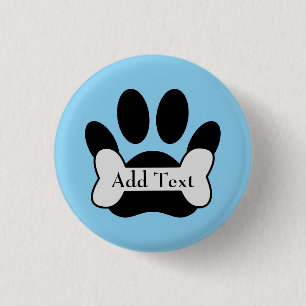 Hundepuw-Druck und Bone auf Baby Blue Button