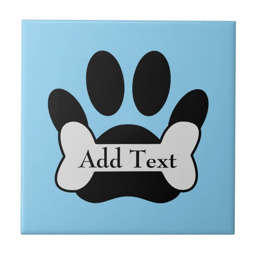 Hundepuw-Druck und Bone auf Baby Blue Fliese (Vorderseite)