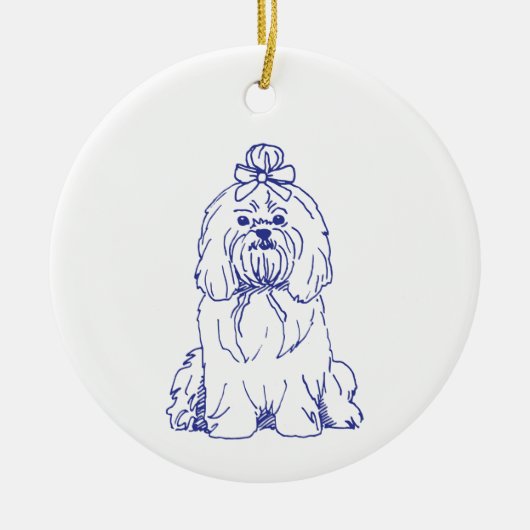 Hunderasse Shih Tzu Keramik Ornament (Vorne)