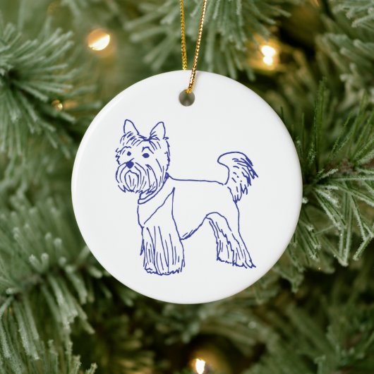 Hunderasse Yorkshire Terrier Keramik Ornament (Baum)