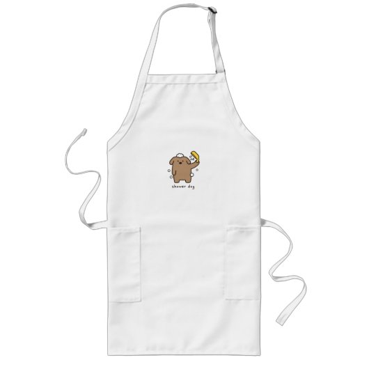 Hunderdusche Brauner Pudel Badezeit Kawaii Lange Schürze (Vorne)