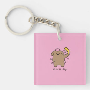 Hunderdusche Brauner Pudel Badezeit Kawaii Schlüsselanhänger