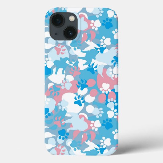 Hunderosa und blaues Tarnungs-Muster Case-Mate iPhone Hülle (Rückseite)