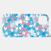 Hunderosa und blaues Tarnungs-Muster Case-Mate iPhone Hülle (Rückseite (Horizontal))