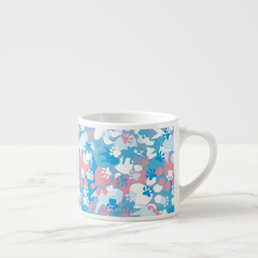 Hunderosa und blaues Tarnungs-Muster Espressotasse (Rechts)