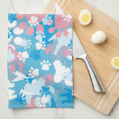 Hunderosa und blaues Tarnungs-Muster Geschirrtuch (Viertel Falte)