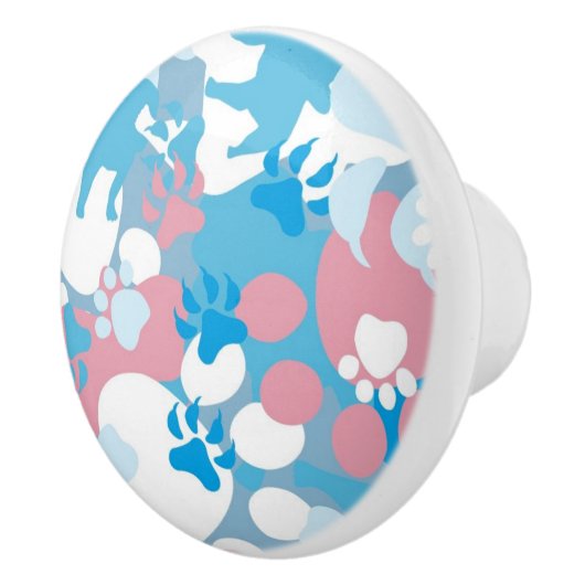 Hunderosa und blaues Tarnungs-Muster Keramikknauf (Rechts)