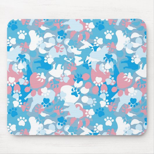 Hunderosa und blaues Tarnungs-Muster Mousepad (Vorne)