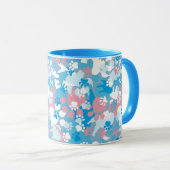 Hunderosa und blaues Tarnungs-Muster Tasse (VorderseiteRechts)