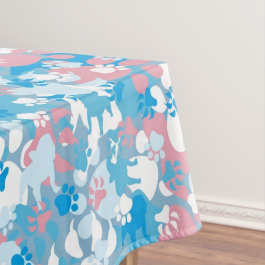 Hunderosa und blaues Tarnungs-Muster Tischdecke (Beispiel)