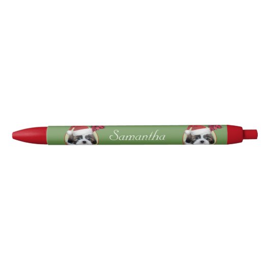 Hunderoter personalisierter Stift WeihnachtsShih (Vorderseite)
