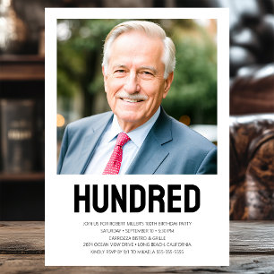 Hundert 100. Geburtstag Fett Foto Einladung