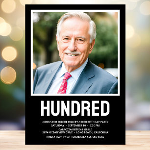 Hundert 100. Geburtstag Fett Foto Einladung