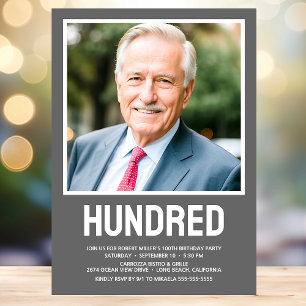 Hundert 100. Geburtstag Fett Foto Einladung