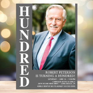 Hundert 100. Geburtstag Fett Foto Einladung