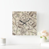 Hundert Dollar Bill Money Clock Quadratische Wanduhr (Zuhause)