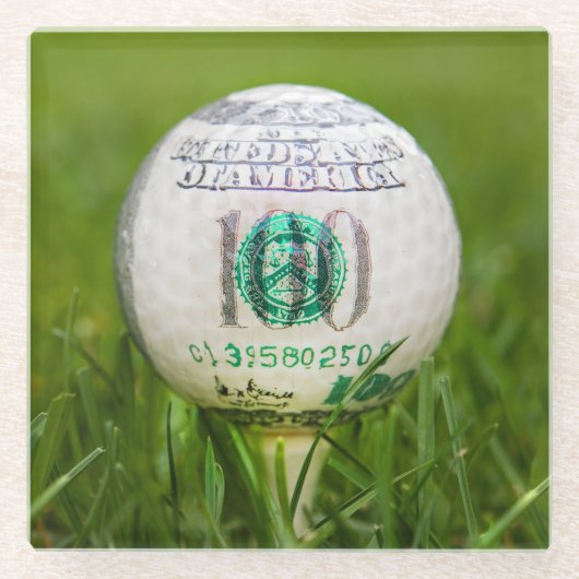 Hundert Dollar Golf Ball Glasuntersetzer (Vorderseite)