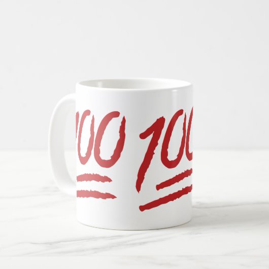 Hundert Punkte des Symbol-Emoji Kaffeetasse (Vorderseite Links)