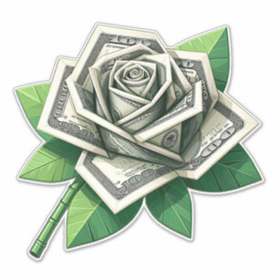 Hundertdollarnoten Origami Rose Art Aufkleber
