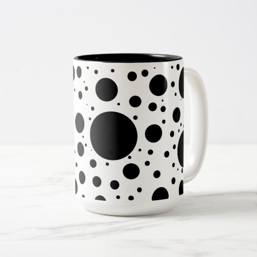 Hunderte schwarze Punkte und Kreise in unterschied Zweifarbige Tasse (VorderseiteRechts)