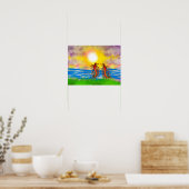 Hundertfüßer kämpfen am Strand Poster (Küche)