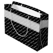 Hundertste Schwarz/Weiß Typografie Muster - 100. Große Geschenktüte (Rückseite Schrägansicht)