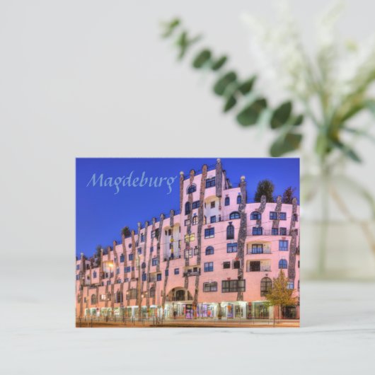 Hundertwasser im Magdeburger Foto Postkarte (Stehend Vorderseite)