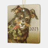 Hundes erste Weihnachtsdekoration anpassbar Keramikornament (Links)