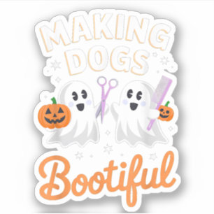 Hundesalon Lustiger Halloween macht Hunde schön Aufkleber