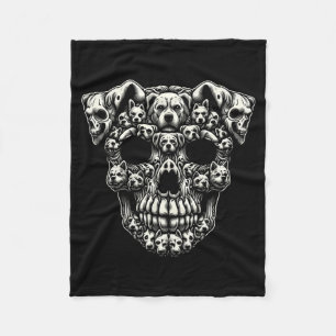 Hundeschädel-Röntgen-Halloween-Skelett Schwarz Lan Fleecedecke