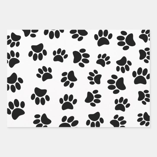 Hundeschema Muster auf Rose Gold Schwarz und Weiß Geschenkpapier Set (Vorderseite 2)