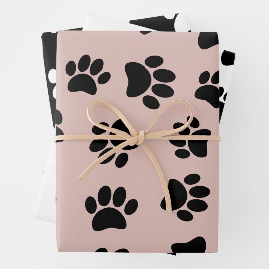 Hundeschema Muster auf Rose Gold Schwarz und Weiß Geschenkpapier Set (Beispiel)