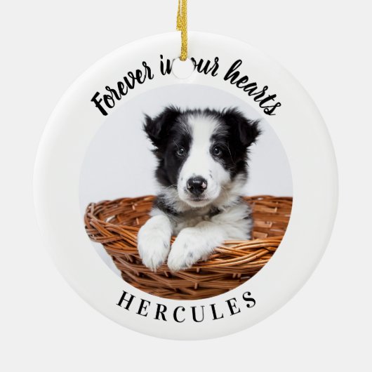 Hundeschemmung für immer in unseren Herzen Keramik Ornament (Hinten)