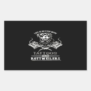 Hundeschenk Lebensbesseres Tattoos und Rotweiler Rechteckiger Aufkleber