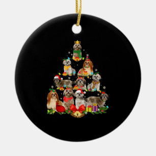 Hundeschenkgeschenke Shitzu Baum Weihnachtslicht Keramik Ornament