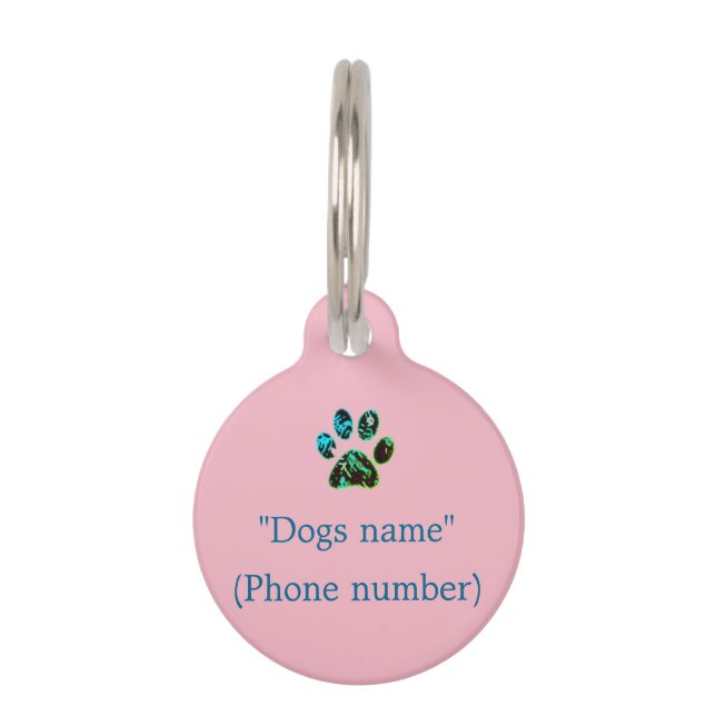 Hundeschild Pink Green Blue Tiermarke (Vorderseite)