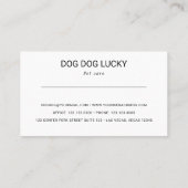 Hundeschild Visitenkarte (Rückseite)