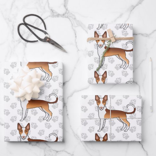 Hundeschleife mit Rot und Weiß Geschenkpapier Set (Vorderseite)