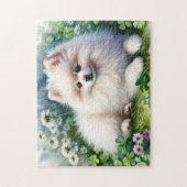 Hundeschleife mit weißem Spitz Puzzle (Vertikal)