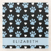 Hundeschlitten, blaue Pfauen, weiße Herzen, Ihr Na Glasuntersetzer (Vorderseite)