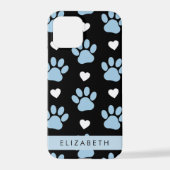 Hundeschlitten, blaue Pfauen, weiße Herzen, Ihr Na iPhone Hülle (Rückseite)