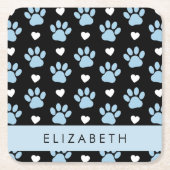 Hundeschlitten, blaue Pfauen, weiße Herzen, Ihr Na Rechteckiger Pappuntersetzer (Vorderseite)