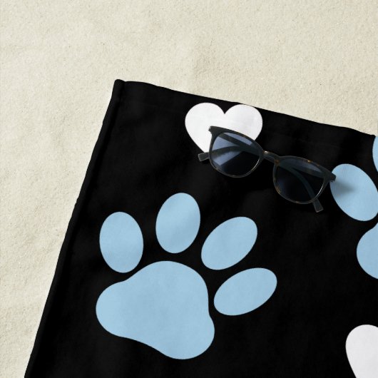 Hundeschlitten, blaue Pfauen, weiße Herzen, Ihr Na Strandtuch (Beispiel)