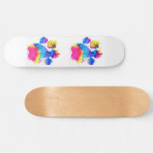 Hundeschlitten in farbenfrohen Wasserfarben Skateb Skateboard (Horizontal)