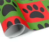 Hundeschlitten in Rot und Grün Plätzen Weihnachten Geschenkpapier (Rolleneckpunkt)