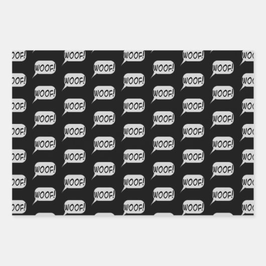 Hundeschlitten Knochen Hund liebt Schwarz-Weiß-Mus Geschenkpapier Set (Vorderseite 3)