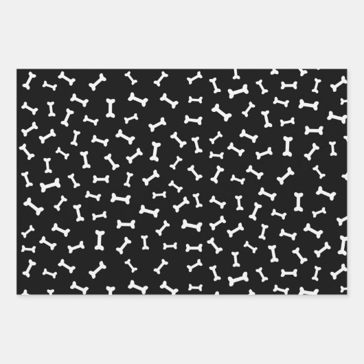 Hundeschlitten Knochen Hund liebt Schwarz-Weiß-Mus Geschenkpapier Set (Vorderseite 2)