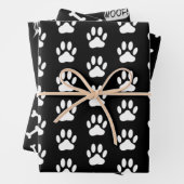 Hundeschlitten Knochen Hund liebt Schwarz-Weiß-Mus Geschenkpapier Set (Beispiel)