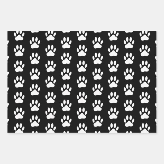 Hundeschlitten Knochen Hund liebt Schwarz-Weiß-Mus Geschenkpapier Set (Vorderseite)